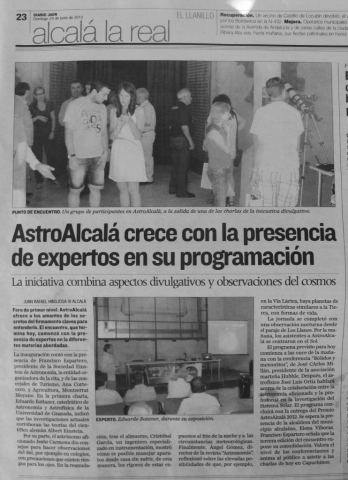 Nota de prensa diario Jaén - AstroAlcalá 2012